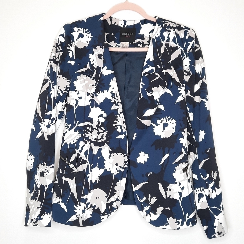Helene London Blue Floral Camo Blazer S